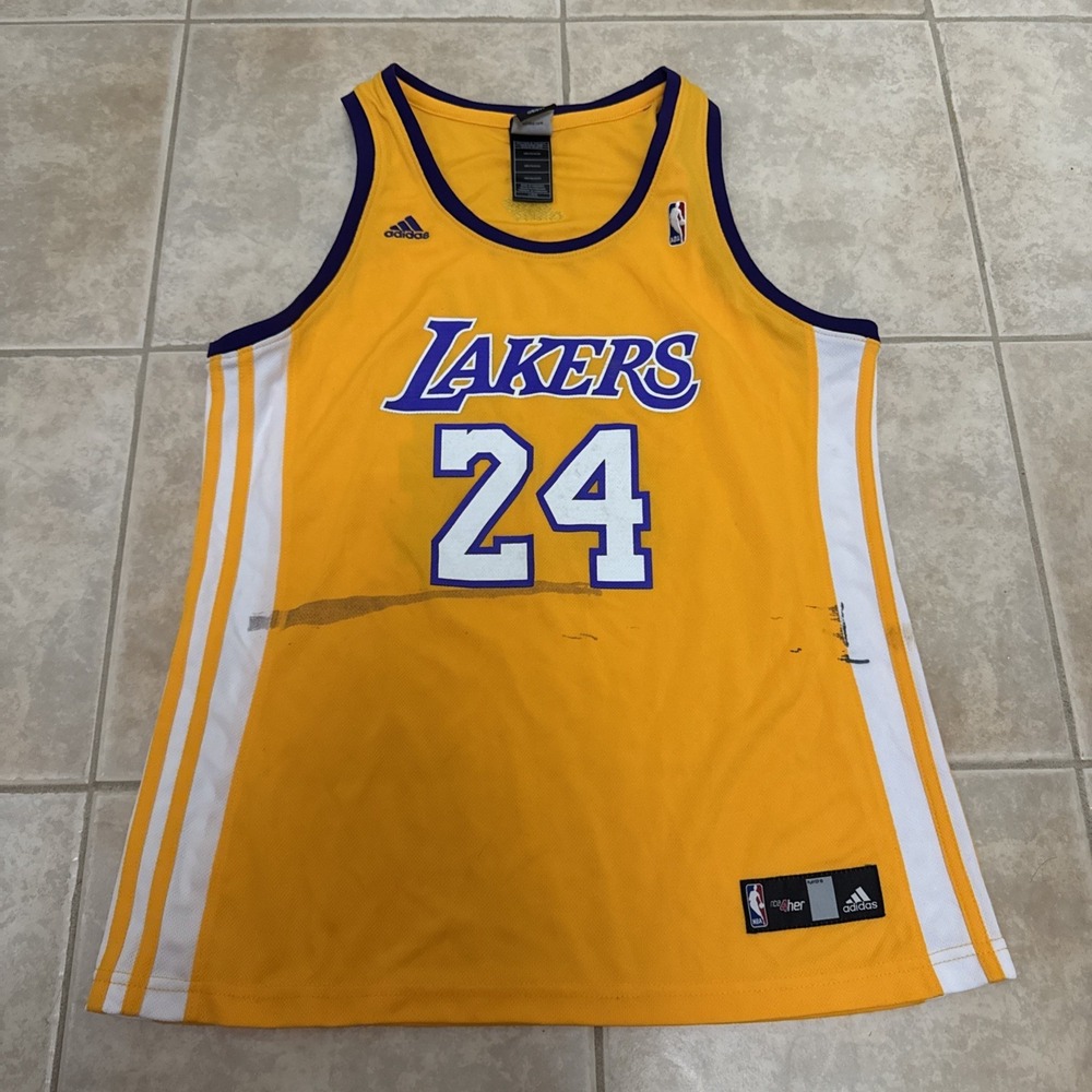 Women's LG Adidas LA Lakers Kobe Bryant #24 NBA 4 Her Basketball Jersey Damaged